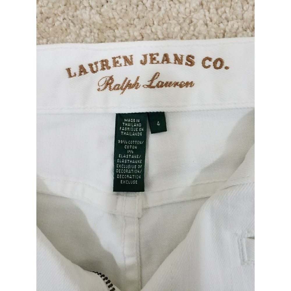 Lauren Ralph Lauren ~Women's Size 4~White Zip-Up Ankle Skinny Summer Jeans.